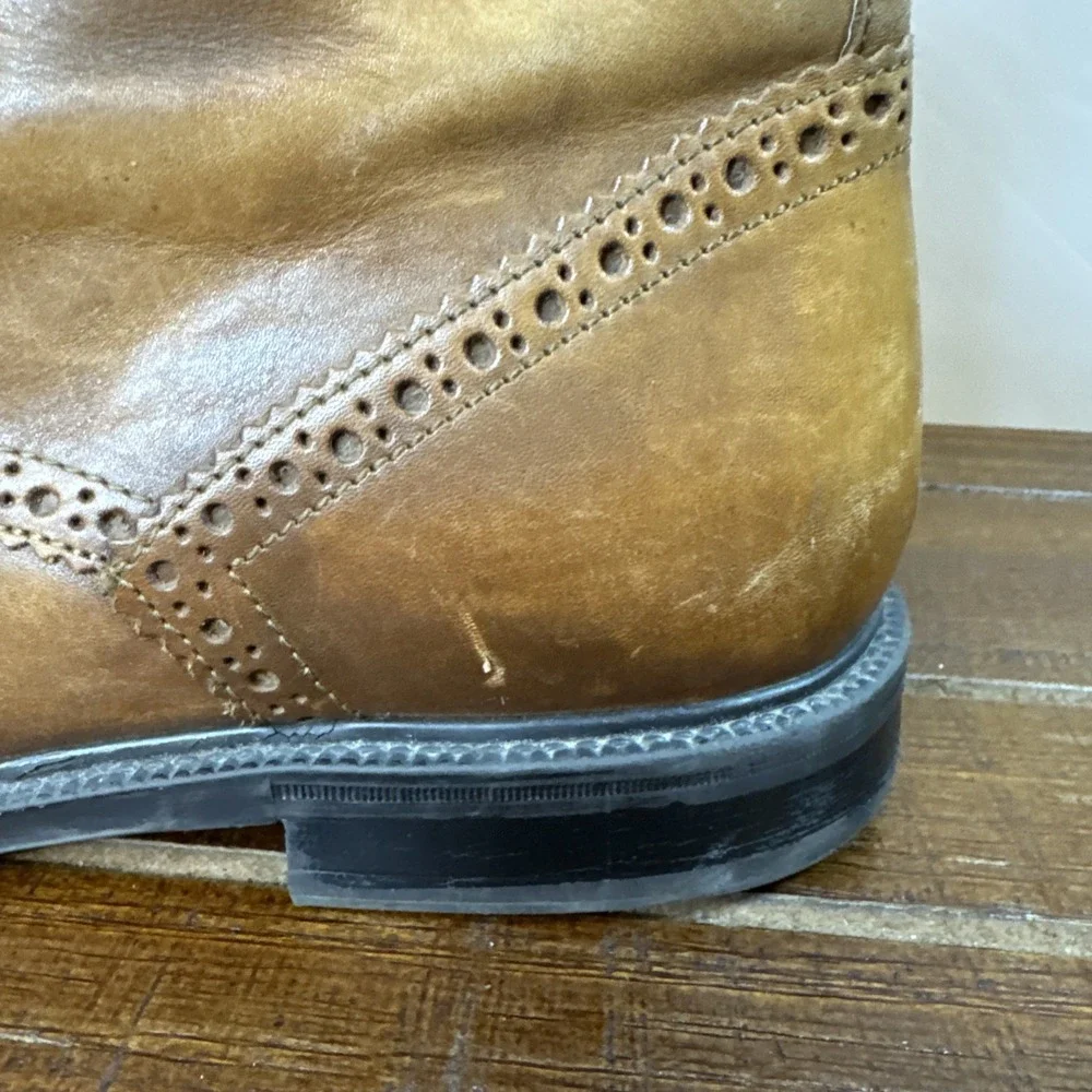 Stafford Wingtip Brown Leather Ankle Dress Boots (014-1218) Men's 9M‎ Preppy